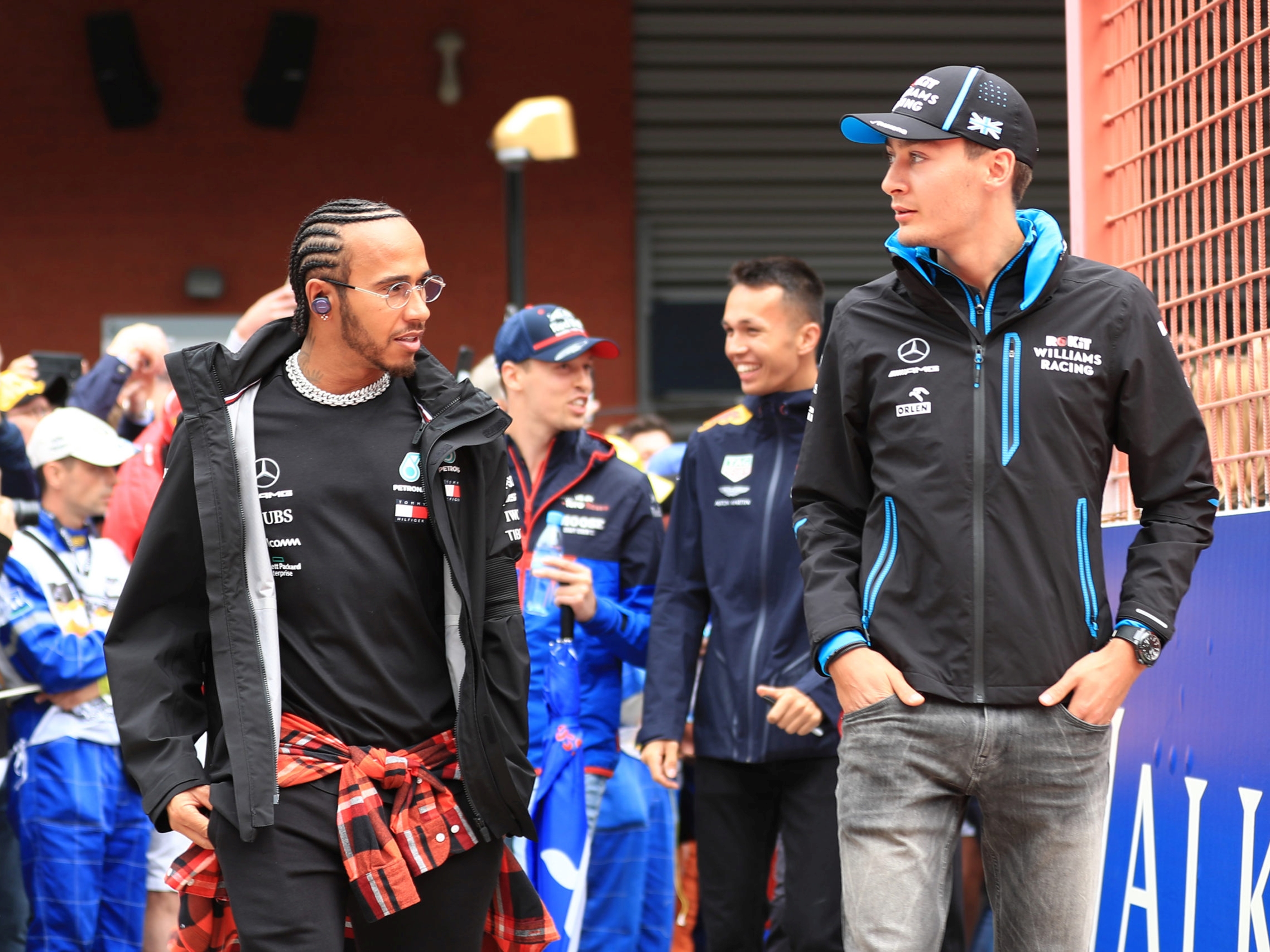 George Russell and Lewis Hamilton cross paths during the 2021 season.