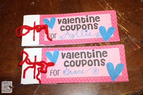 A close up of Valentines coupon books for kids