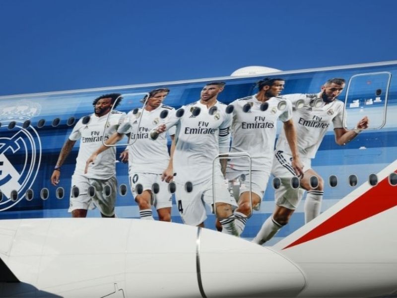 Emirates presented Real Madrid with a luxurious A380, a double-decker private jet that the team uses on their away fixtures