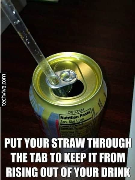 A straw in a can of soda pop