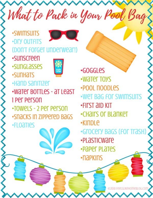 A printable about the swimming pool