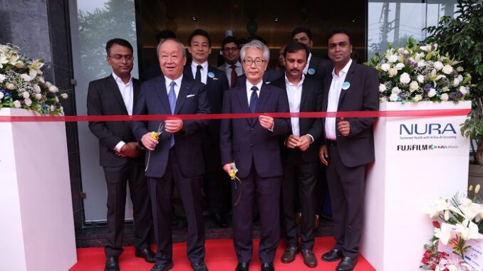 (from LtoR)Mr. Teiichi Goto, President, and CEO, Representative Director of FUJIFILM Holdings Corporation at the ribbon cutting ceremony